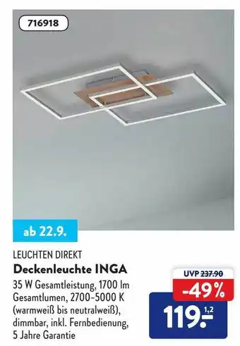 Aldi Nord Leuchten direkt deckenleuchte inga Angebot