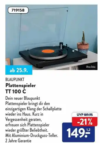 Aldi Nord Blaupunkt plattenspieler tt100c Angebot