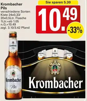 WEZ Krombacher Pils 24x0,33L/20x0,5Ltr. Flasche Angebot