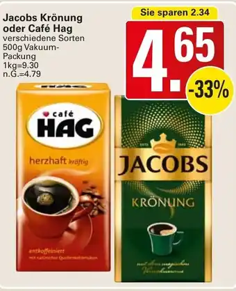 WEZ Jacobs Krönung oder Café Hag 500 g Vakuumpackung Angebot