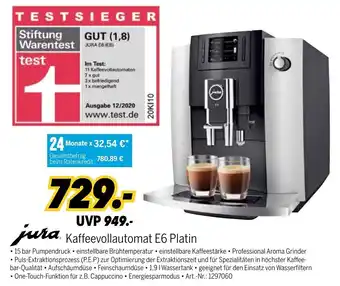 MEDIMAX jura Kaffeevollautomat E6 Platin Angebot