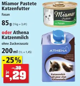 Thomas Philipps Miamor Pastete Katzenfutter 85 g oder Athena Katzenmilch 200 ml Angebot