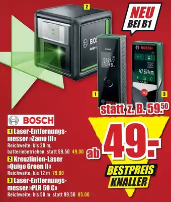 B1 Discount Baumarkt Bosch Laser Entfernungsmesser ,,Zamo III" Angebot