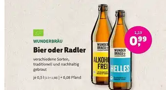 Aleco Biomarkt Wunderbräu bier oder radler Angebot