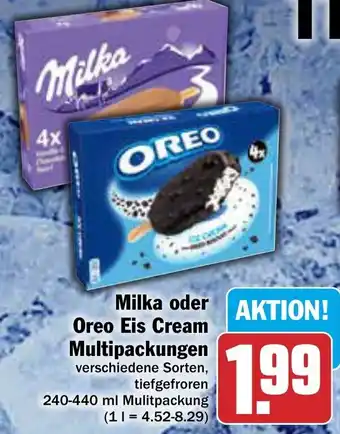 AEZ Milka oder Oreo Eis Cream Multipackungen 240-440 ml Angebot