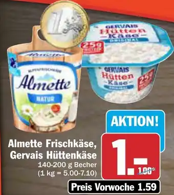 AEZ Almette Frischkäse, Gervais Hüttenkäse 140-200 g Becher Angebot