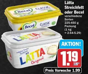 AEZ Lätta Streichfett oder Becel 225-450 g Packung Angebot