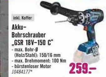 Hornbach Akku-bohrschrauber „gsr 18v-150 c“ Angebot