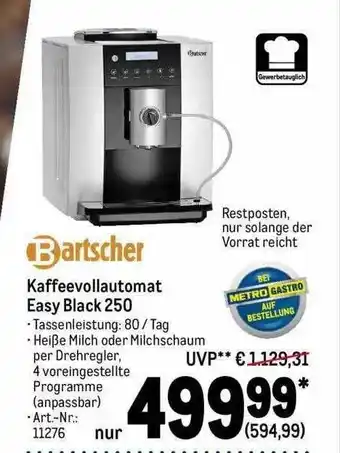 METRO Bartscher kaffeevollautomat easy black 250 Angebot