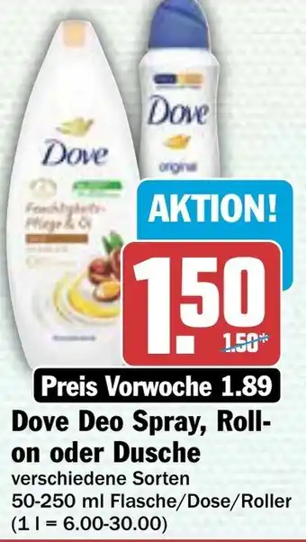 AEZ Dove Deo Spray, Roll-on oder Dusche 50-250 ml Angebot