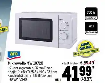 METRO Aro mikrowelle mw 10720 Angebot