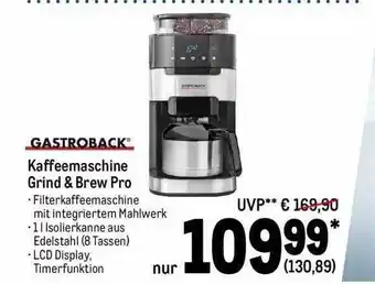 METRO Gastroback kaffeemaschine grind & brew pro Angebot