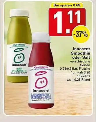 WEZ Lnnocent smoothie oder saft Angebot