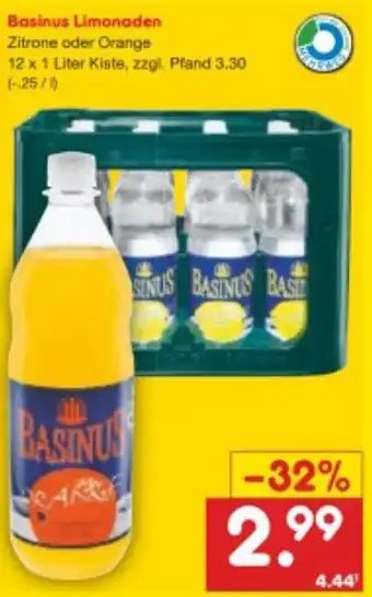 Netto Marken-Discount Basinus Limonaden 12x1 Liter Kiste Angebot