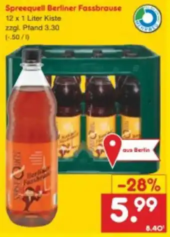 Netto Marken-Discount Spreequell Berliner Fassbrause 12x1 Liter Kiste Angebot