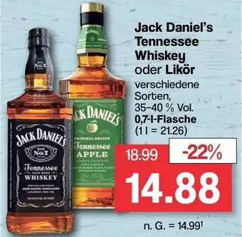 Famila Nord West Jack Daniel's Tennessee Whiskey oder Likör 0,7 L Flasche Angebot