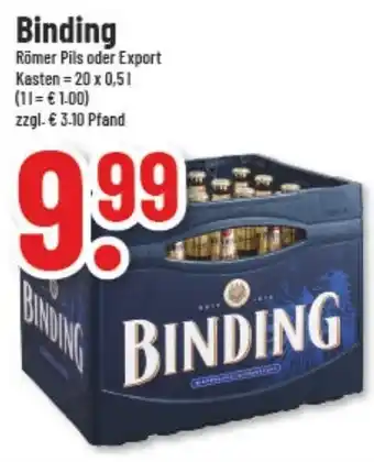 trinkgut Binding Römer Pils oder Export 20x0,5 L Angebot