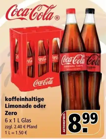 Getränke Rössler Coca-Cola koffeinhaltige Limonade oder Zero 6x1 L Glas Angebot