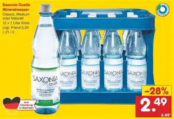 Netto Getränke Discount Saxonia Quelle Mineralwasser 12x1 Liter Kiste Angebot