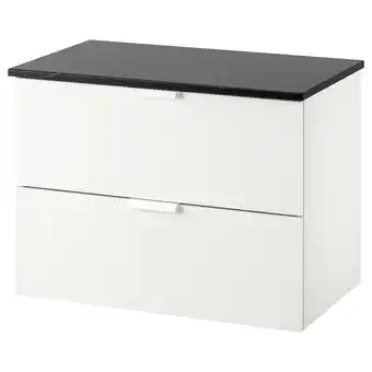 IKEA Godmorgon / tolken waschbeckenschrank/2 schubl. weiß/schwarz marmoriert 82x49x60 cm Angebot