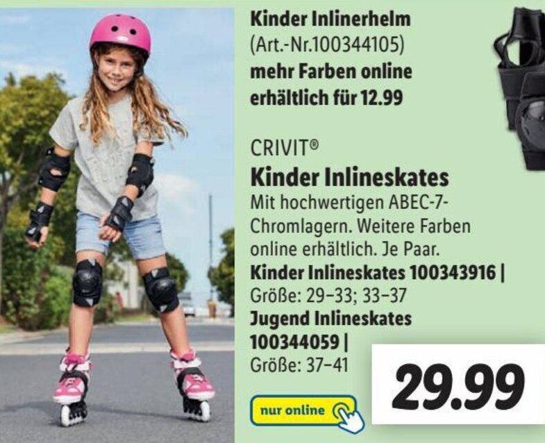 Crivit Kinder Inlineskates Angebot bei Lidl