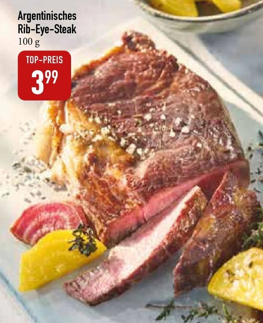 Argentinisches Rib Eye Steak 100 g Angebot bei Galeria Markthalle