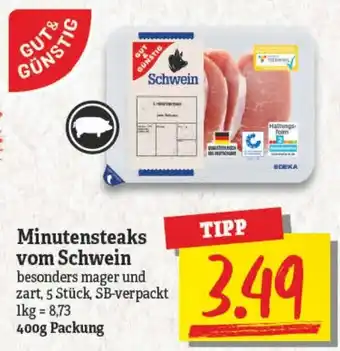 NP Discount Gut & Günstig Minutensteaks vom Schwein 400g Packung Angebot