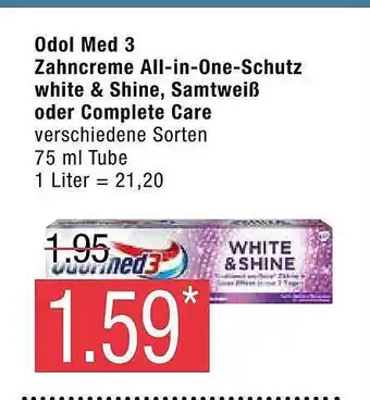 Marktkauf Odol med 3 zahncreme allin1-schutz white & shine, samtweiß oder complete care Angebot