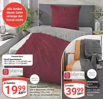 Globus Biberna flanell-bettwäsche oder wohndecke Angebot