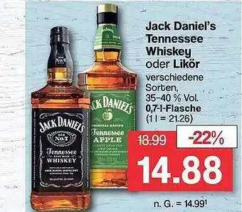 Famila Nord West Jack daniel's tennessee whiskey oder likör Angebot