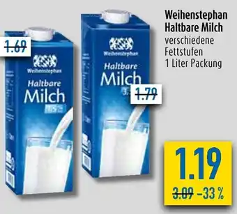 diska Weihenstephan Haltbare Milch 1 Liter Packung Angebot