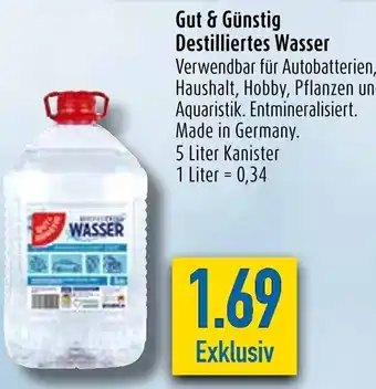 diska Gut & Günstig Destilliertes Wasser 5 Liter Kanister Angebot