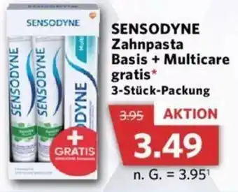 Combi Sensodyne Zahnpasta Basis+Multicare gratis 3 Stück Packung Angebot