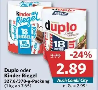 Combi Duplo oder Kinder Riegel 327,6/378 g Packung Angebot