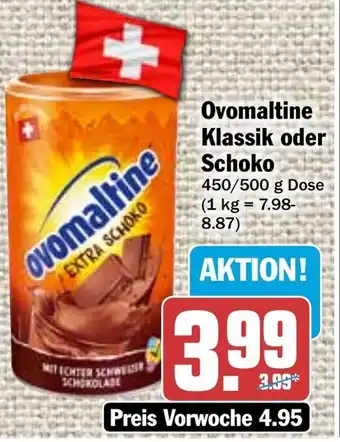 Hit Ovomaltine Klassik oder Schoko 450/500 g Dose Angebot