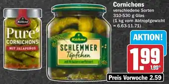 Hit Kühne Schlemmertöpfchen oder Pure Cornichons 310-530 g Glas Angebot