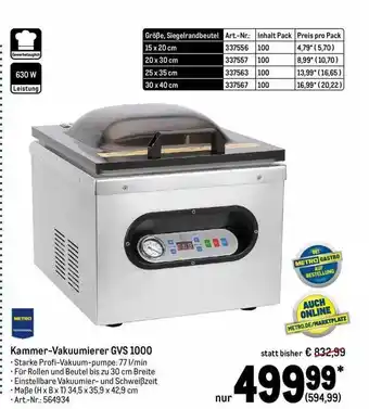 METRO Kammer-vakuumierer gvs 1000 Angebot