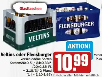 Hit Veltins oder Flensburger 20x0,5L/24x0,33L/20x0,33 L Angebot