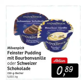 KONSUM Mövenpick feinster pudding mit bourbonvanille oder schweizer schokolade Angebot