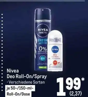 METRO Nivea deo roll-on-spray Angebot