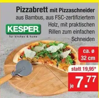 Zimmermann Pizzabrett mit pizzaschneider kesper Angebot