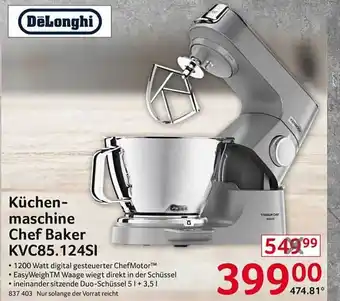 Selgros Delonghi küchenmaschine chef baker kvc85. 124si Angebot