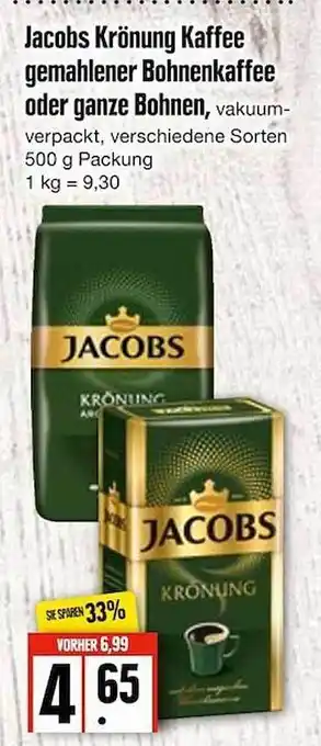 Edeka Frischemarkt Jacobs krönung kaffee gemahlener bohnenkaffee oder ganze bohnen Angebot