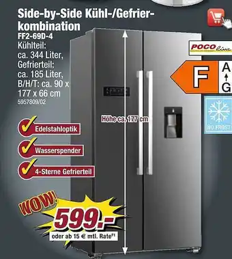 Poco Side-by-side kühl-gefrierkombination ff2-69d-4 pocoline Angebot