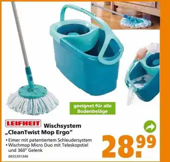 Globus Baumarkt Leifheit wischsystem „cleantwist mop ergo“ Angebot