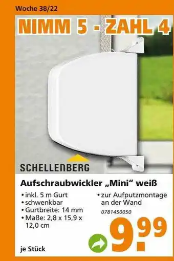 Globus Baumarkt Schellenberg aufschraubwickler „mini“ weiß Angebot