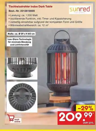 Netto Marken-Discount Sunred tischheizstrahler indox dark table Angebot