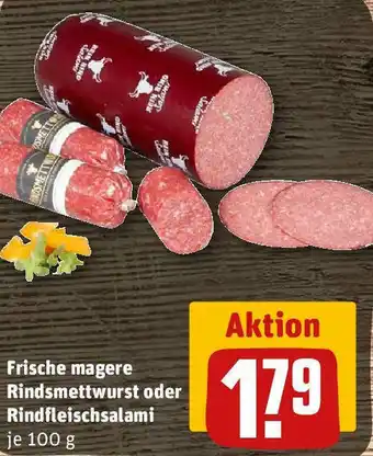 REWE Frische magere Rindsmettwurst oder Rindfleischsalami 100 g Angebot