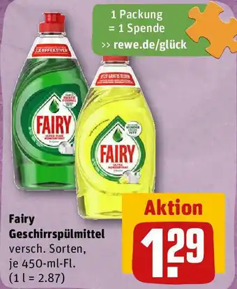 REWE Fairy Geschirrspülmittel 450 ml Fl. Angebot