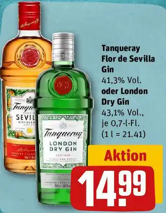 REWE Tanqueray Flor de Sevilla Gin oder London Dry Gin 0,7 L Fl. Angebot